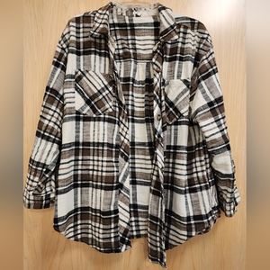 Black, Brown, & cream plaid flannel